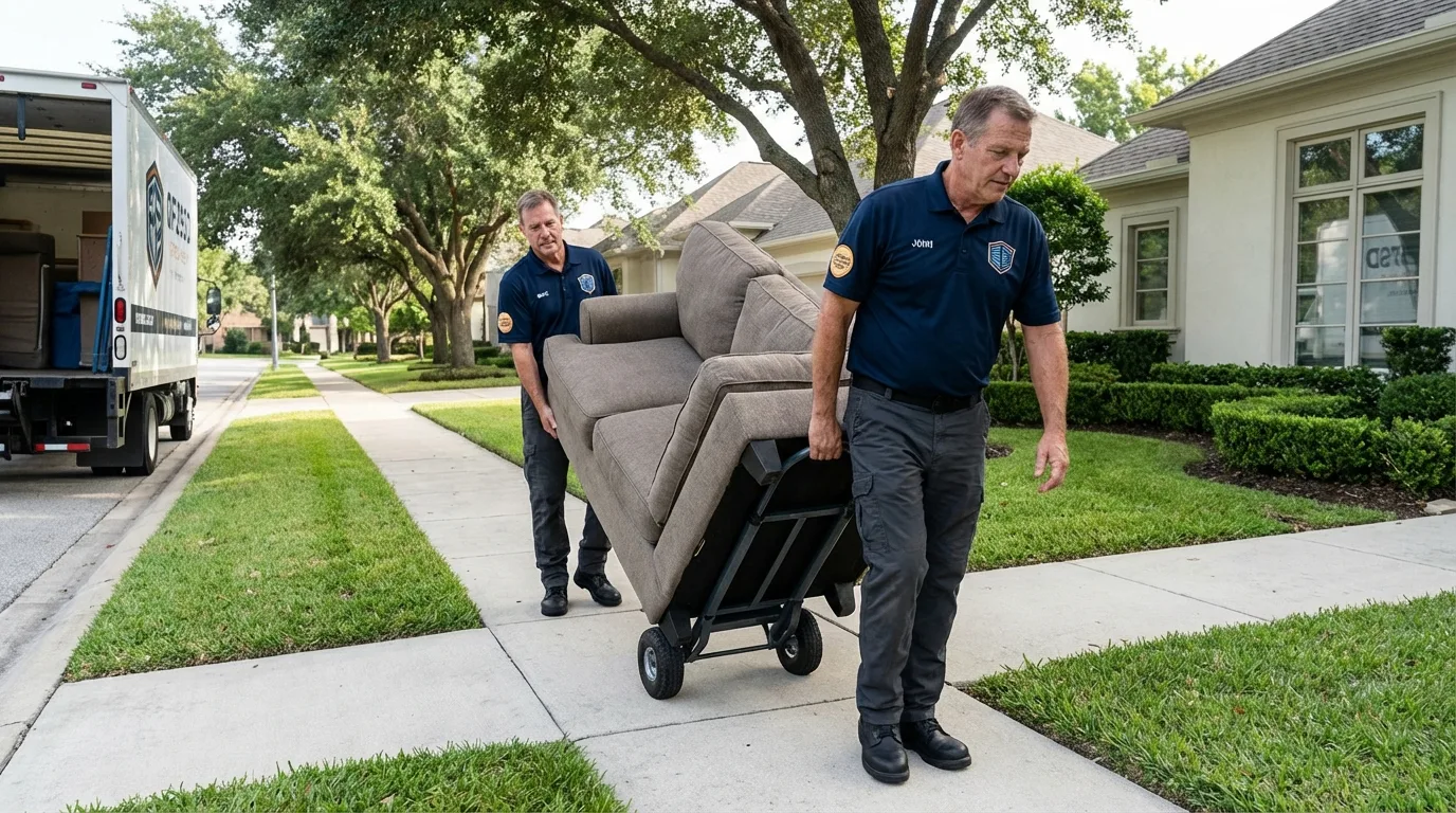 Local residential moving crew loading furniture in Jackson, WI